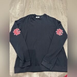 Eric Emmanuel Black Crewneck Sweater with Red Logo